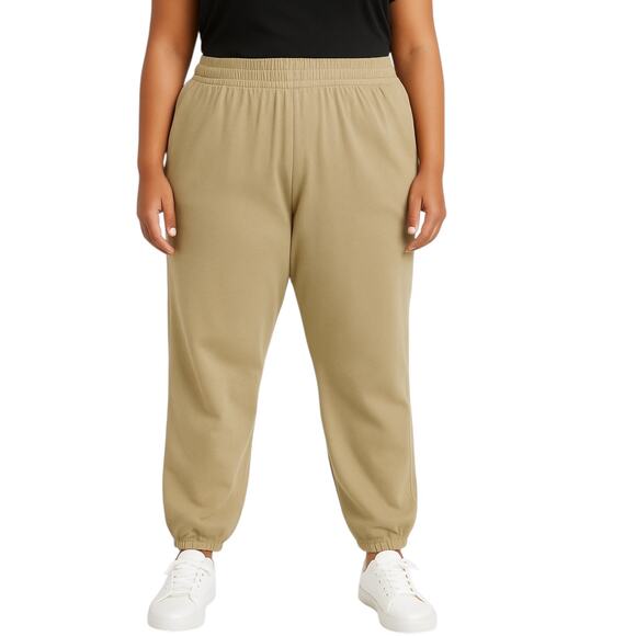GAP Women's Beige Fleece Tapered Leg Elastic Waist Trousers Jogger Pants Size XL - Picture 1 of 5